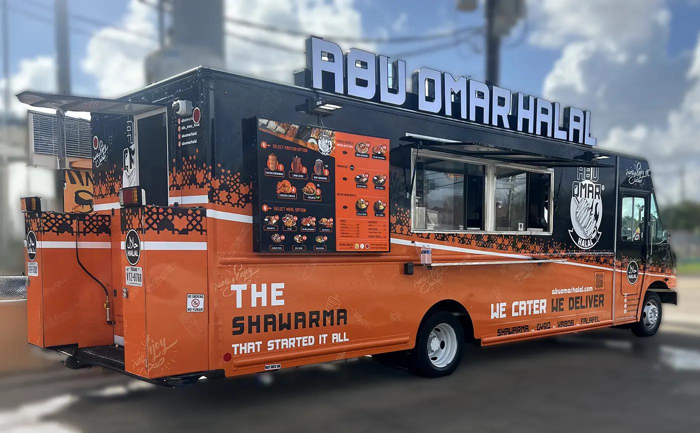 The Abu Omar Halal food truck team at work