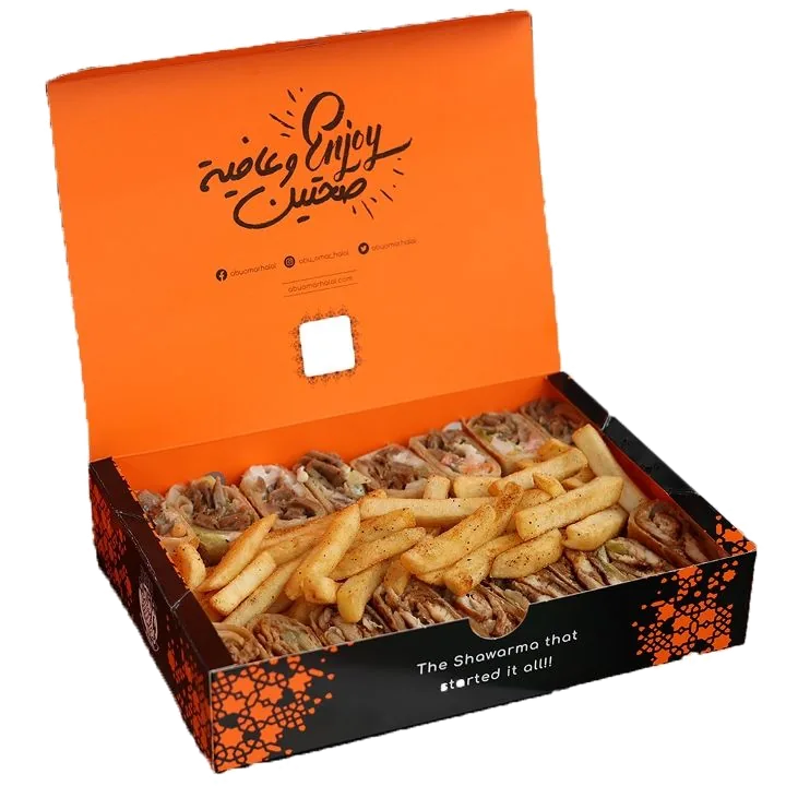 Abu Omar Halal Double Shawarma Arabi in an Abu Omar Halal box
