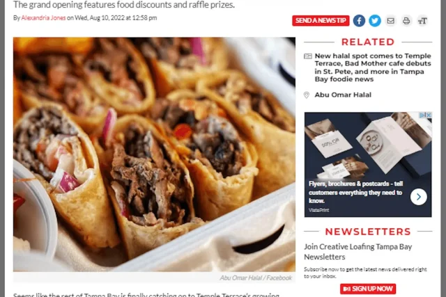 Image from the Creative Loafing Tampa Bay article “Food truck Abu Omar Halal opens first brick-and-mortar in Temple Terrace this weekend”