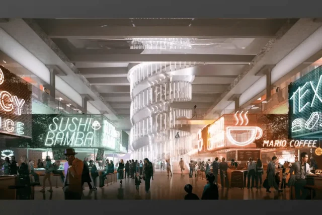 Image from the Bizjournals article “Lovett Commercial adds more food hall vendors for Post Houston redevelopment”